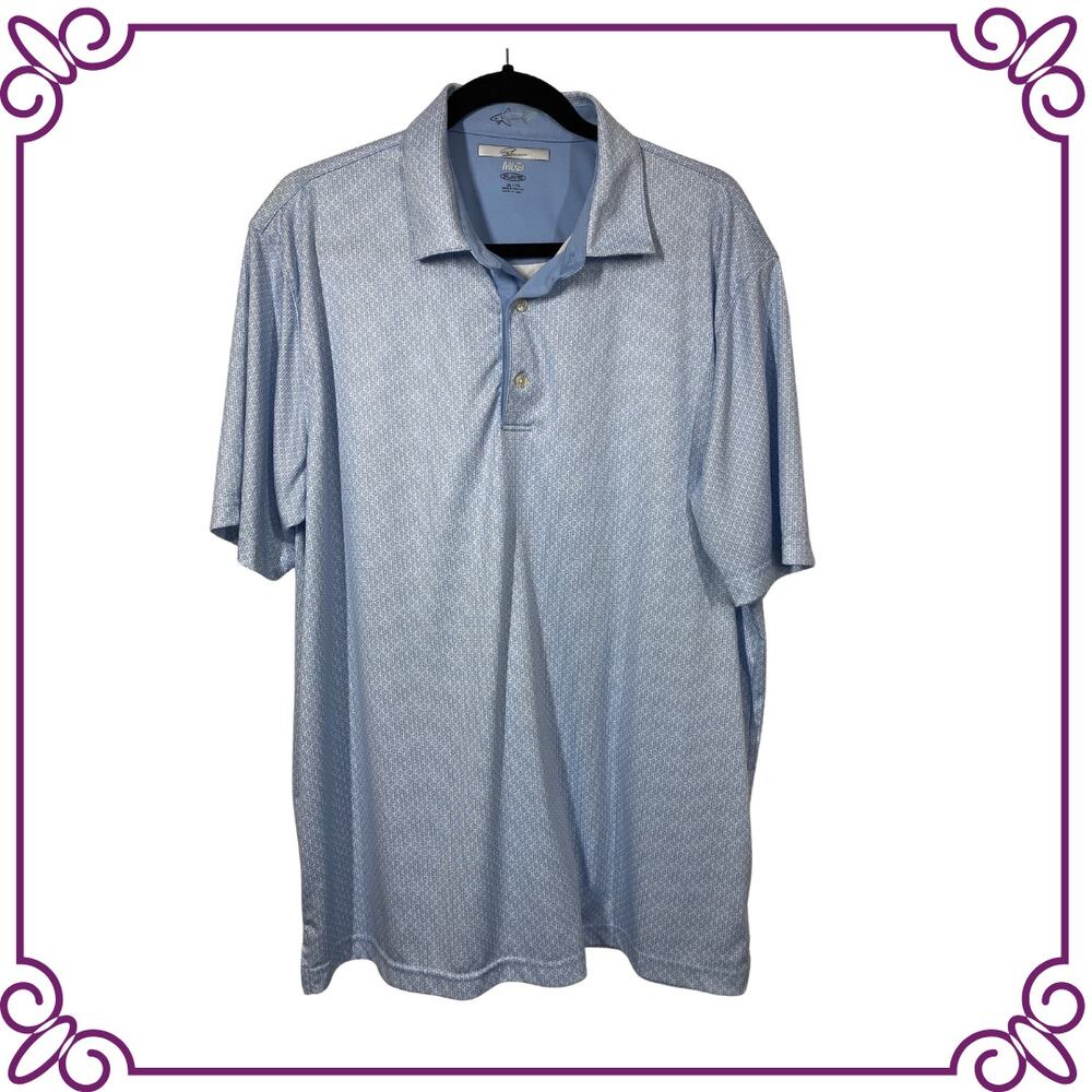 Greg Norman Performance Golf Short Sleeve Shirt Light Blue UPF 50+ XL